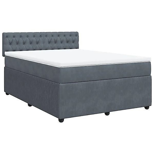 vidaXL Boxspringbett mit Matratze Dunkelgrau 140x200 cm Samt 3290065 günstig online kaufen