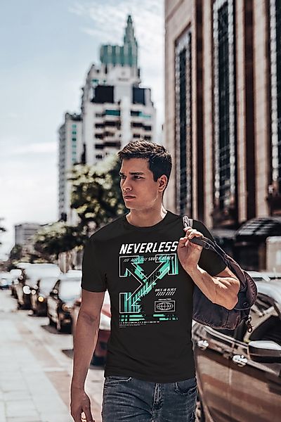 Neverless Print-Shirt Herren T-Shirt Text Print günstig online kaufen