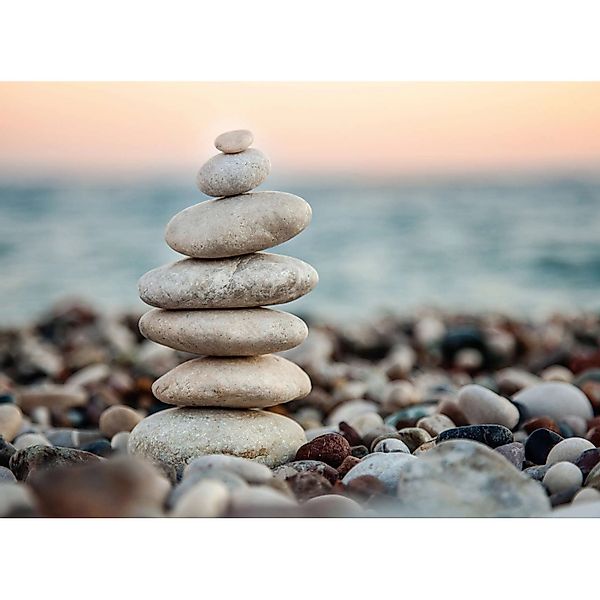 Fototapete Steine Strand Meer Blau Grau 3,50 m x 2,55 m FSC® günstig online kaufen