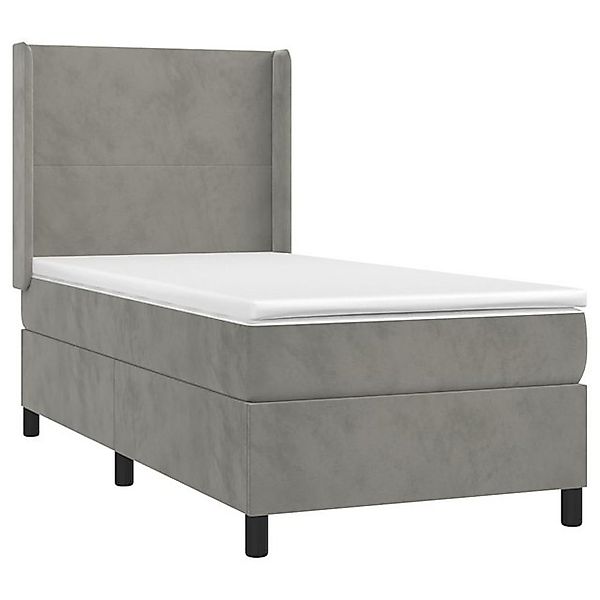vidaXL Boxspringbett, Boxbett mit Matratze Hellgrau 90x190 cm Samt günstig online kaufen