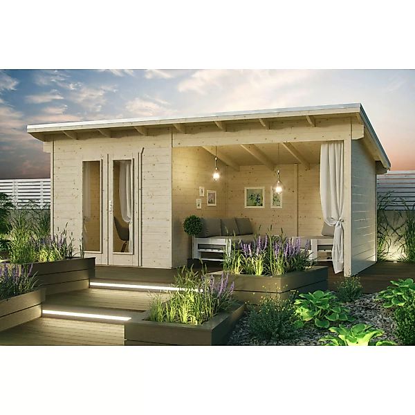 Skan Holz Holz-Gartenhaus Texel Natur 13,8 m² günstig online kaufen
