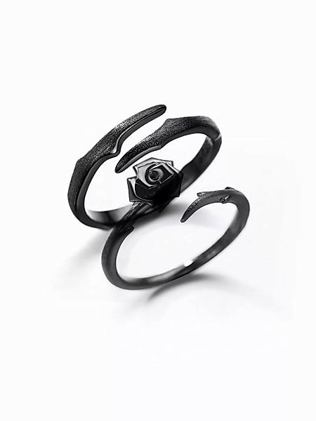 Eyecatcher Fingerring Schwarzes Ring Set Rose günstig online kaufen