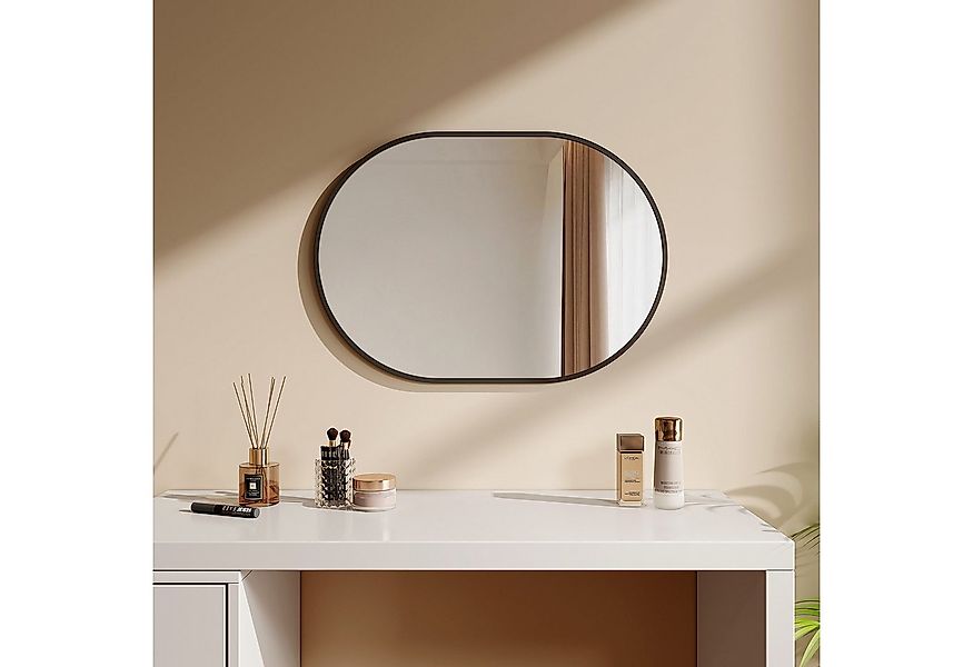 EMKE Spiegel Oval Schwarz gebürstet rahmen Horizontal & Vertikal Monatge, 4 günstig online kaufen