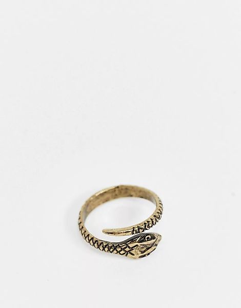 ASOS DESIGN – Ring in Gold poliert mit gewickeltem Schlangendesign günstig online kaufen
