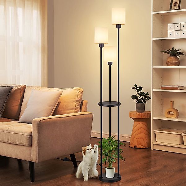 Nettlife Stehlampe Wohnzimmer Vintage Stoffschirm Weiß günstig online kaufen