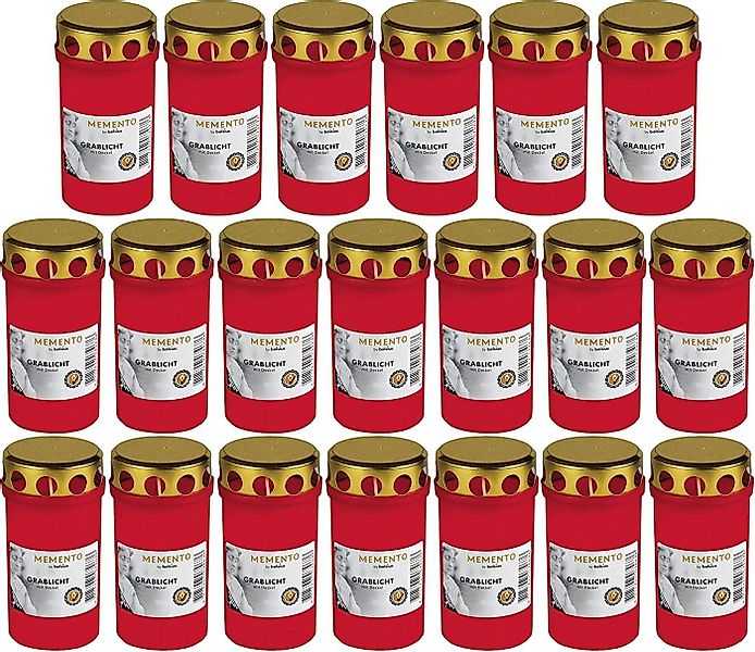 Gut & Günstig Grabkerze 20 Stück Grabkerze Dauerbrenner mit Deckel rot günstig online kaufen