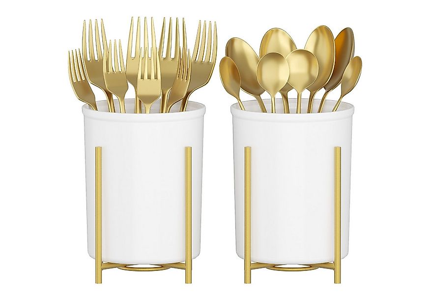Lifewit Besteckeinsatz Küchenutensilienhalter mit Goldener Metallständer (2 günstig online kaufen
