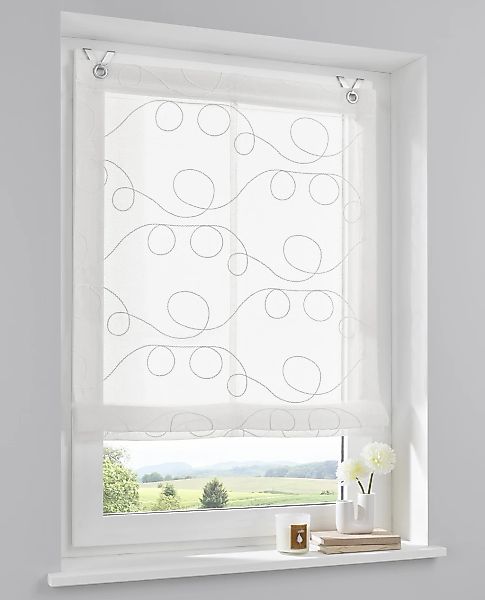 Kutti Raffrollo "Jasmin" mit Hakenaufhängung ohne Bohren einfarbig, bestick günstig online kaufen