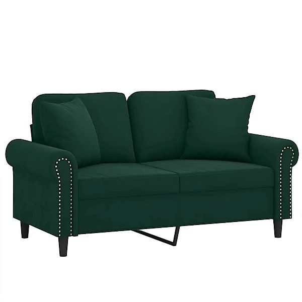 vidaXL 2-Sitzer-Sofa mit Zierkissen Dunkelgrün 120 cm Samt 3200937 günstig online kaufen