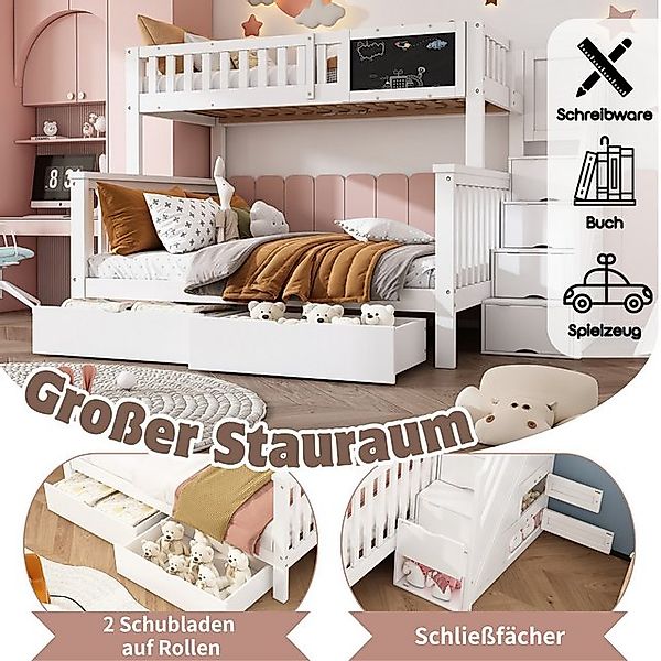 HAUSS SPOLE Etagenbett 90*200 + 140*200 mit Tafel und Schubladen, ohne Matr günstig online kaufen