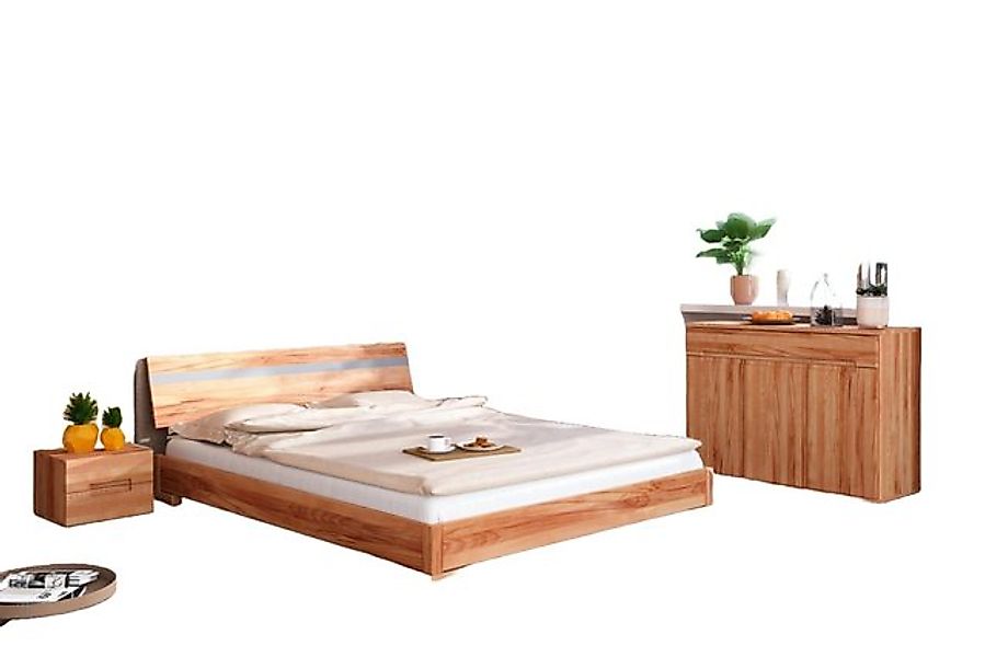 Natur24 Einzelbett Bett Bento 12 Kernbuche massiv 160x200 mit Holzkopfteil günstig online kaufen