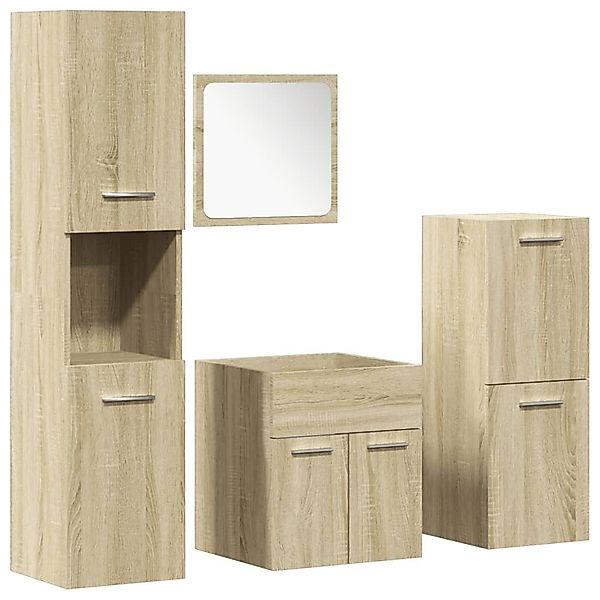 vidaXL Badezimmer-Set 4-tlg. Badmöbel-Set Sonoma-Eiche Holzwerkstoff, günstig online kaufen