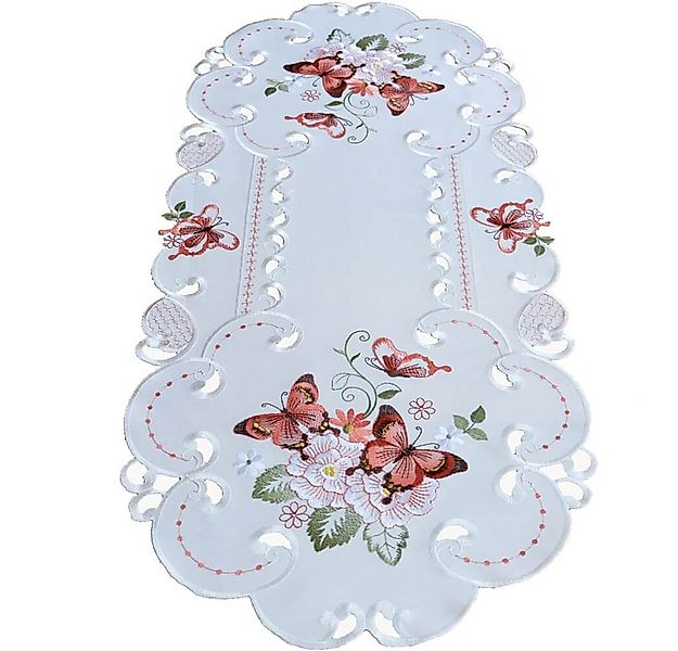 matches21 HOME & HOBBY Tischdecke Tischläufer Schmetterlinge Motiv Stickere günstig online kaufen