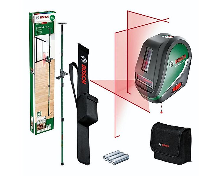 BOSCH Entfernungsmesser UniversalLevel 3 Maxi Set Kreuzlinien-Laser günstig online kaufen
