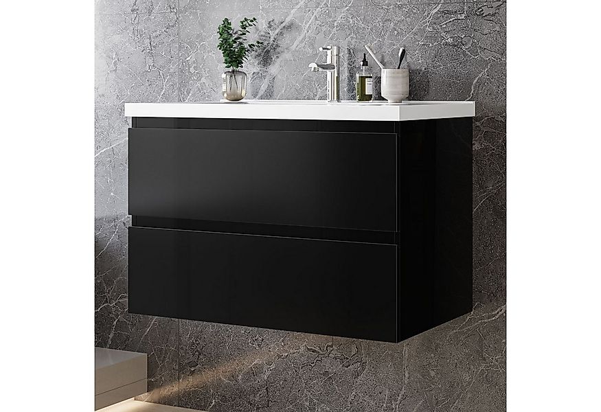 duschspa Waschtisch Badmöbel Set Waschbecken mit Unterschrank MDF, Hochglan günstig online kaufen