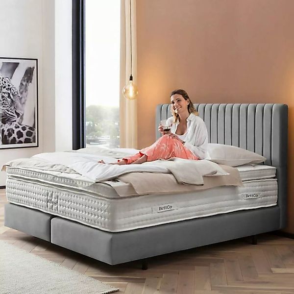 BettCo Boxspringbett Paris (in Grau Velours, 140 x 200 cm), Pfeifensteppung günstig online kaufen