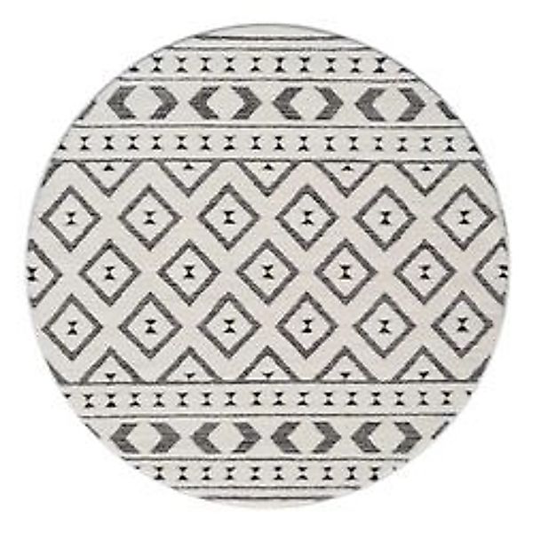 payé Teppich Ello 9999 Boho Flachflor Rund 120x120 cm Grau günstig online kaufen