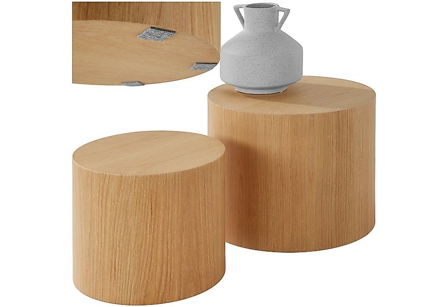 tectake Couchtisch Beistelltisch 2er Set Danny rund, in Eichenoptik, pflege günstig online kaufen