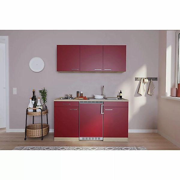 Respekta Küchenzeile KB150ESR 150 cm Rot-Eiche Sägerau günstig online kaufen