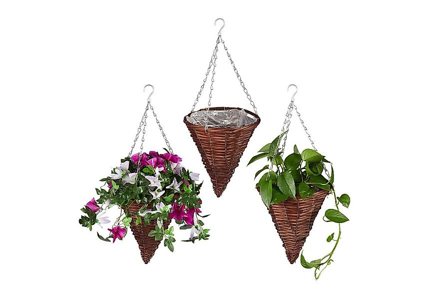 relaxdays Blumenampel Geflochtene Blumenampel im 3er Set günstig online kaufen