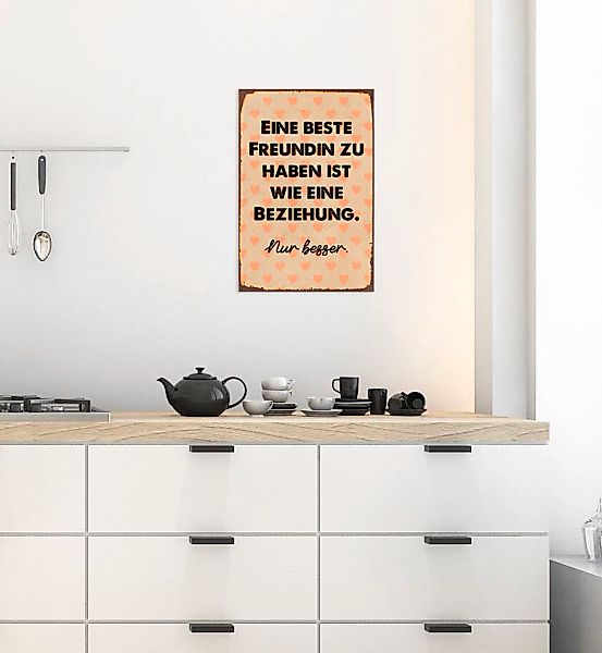 queence Metallbild "Beste Freunde", Schriftzüge-Herzen-Herzbilder, (1 St.), günstig online kaufen