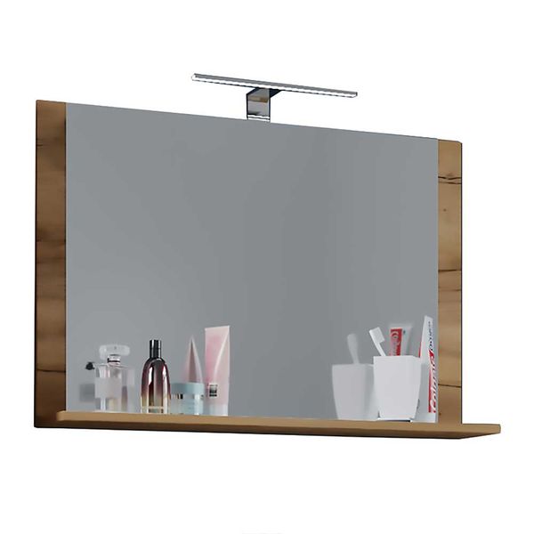 Wand Badspiegel Holzoptik in modernem Design mit Ablage günstig online kaufen