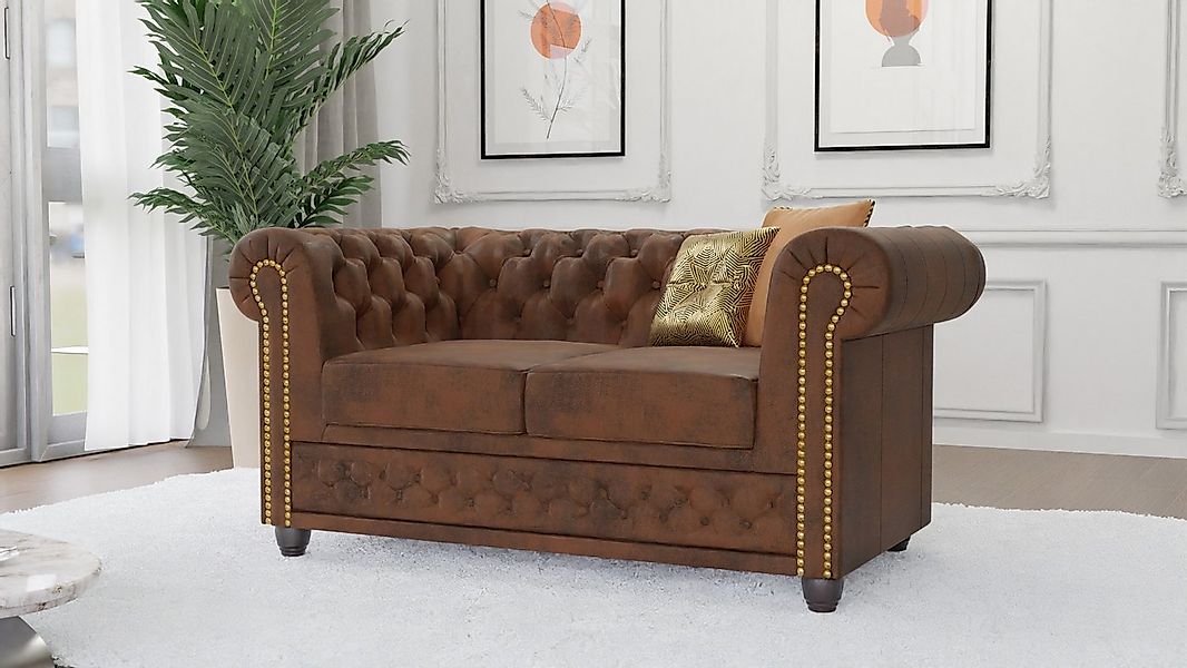 S-Style Möbel Chesterfield-Sofa Anton 2-Sitzer Sofa mit Schlaffunktion mit günstig online kaufen