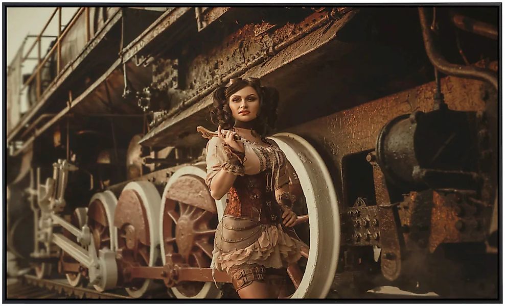 Papermoon Infrarotheizung »Steampunk Frau vor Zug« günstig online kaufen