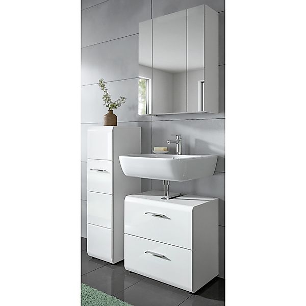 Inn.Furn Badmöbel Set 3-teilig 105 cm in Weiß Hochglanz Cover günstig online kaufen