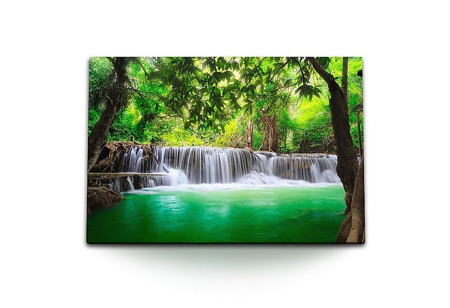 Sinus Art Leinwandbild 120x80cm Wandbild auf Leinwand Wasserfall im Dschung günstig online kaufen