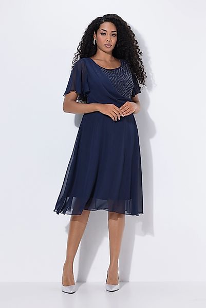 Ulla Popken Cocktailkleid Midi-Abendkleid Chiffon Drapierung günstig online kaufen
