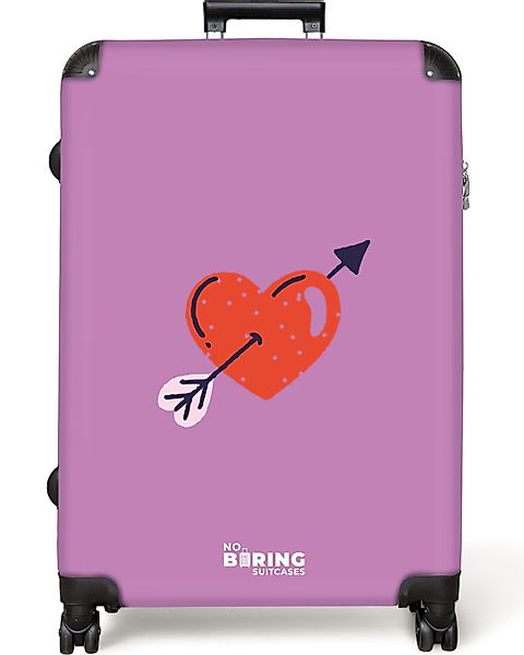 NoBoringSuitcases.com© Hartschalen-Trolley Lila mit rotem Herz günstig online kaufen