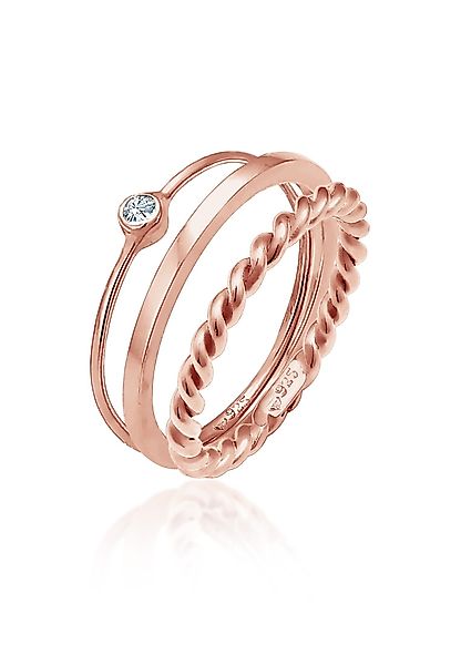 Elli Solitärring Ring-Set mit Kristalle 925 günstig online kaufen