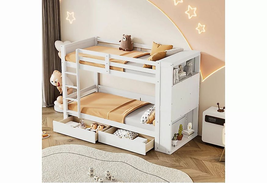 Celya Etagenbett 90 x 200cm Kinderbett, mit sechs Staufächer und zwei Schub günstig online kaufen