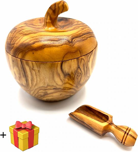 Olivenholz-erleben Zuckerdose »Dose wie Apfel aus Olivenholz mit kleinem Sa günstig online kaufen
