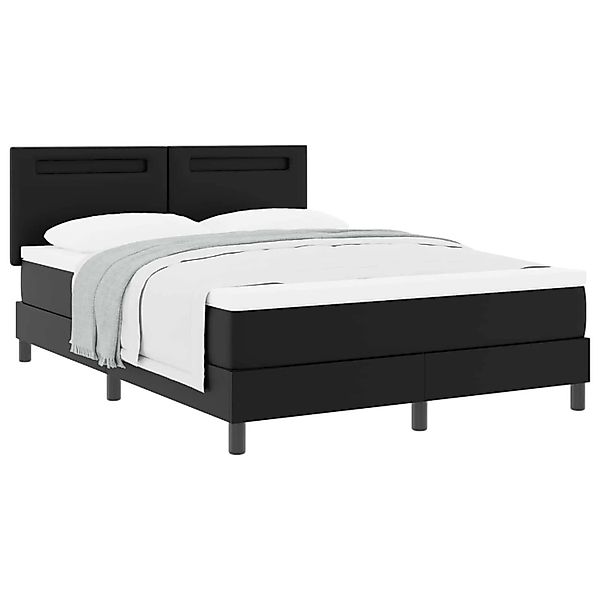 vidaXL Boxspringbett mit Matratze Schwarz 140 x 190 cm Kunstleder 3339048 günstig online kaufen