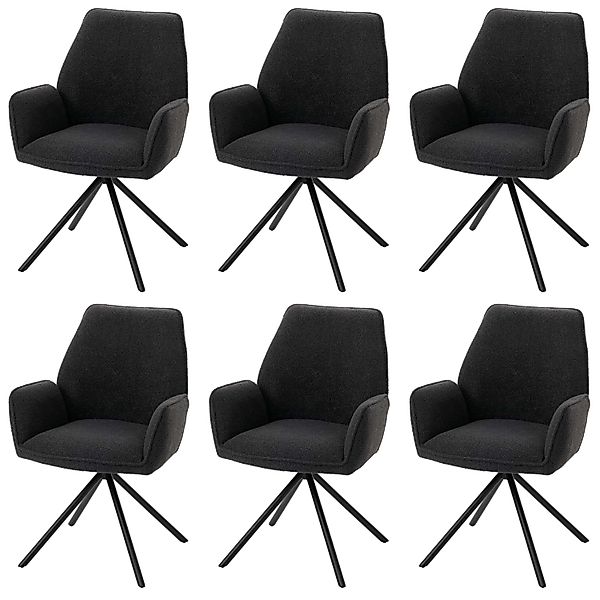 MCW Esszimmerstuhl G67 Boucle 6er-Set Dunkelgrau günstig online kaufen