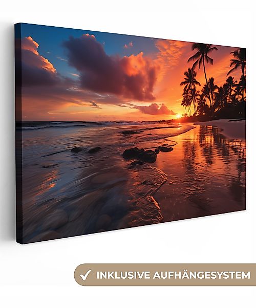 OneMillionCanvasses® Leinwandbild Sonnenuntergang - Palmen - günstig online kaufen
