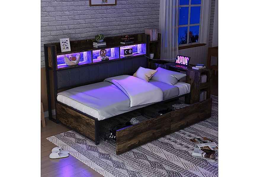 MODFU Schlafsofa mit integrierten Staufächern, Steckdosen & LED-Beleuchtung günstig online kaufen