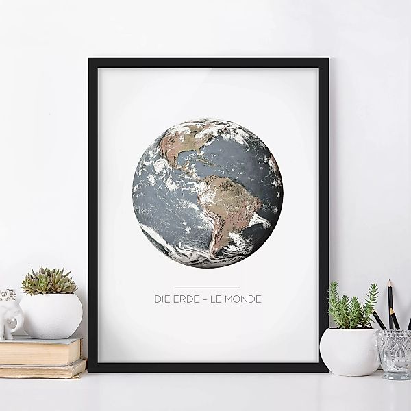 Bild mit Rahmen Spruch - Hochformat Le Monde - Die Erde günstig online kaufen
