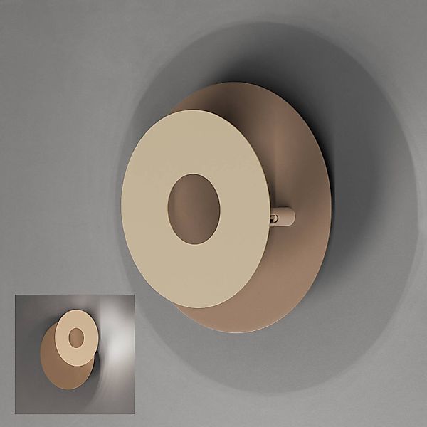LED-Wandleuchte Hennes, greige/sandfarben, Ø 18 cm, Metall günstig online kaufen
