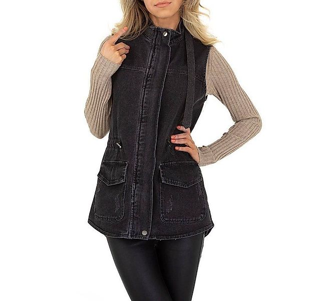Ital-Design Jeansjacke Damen Freizeit Jeansstoff Jeansjacke in Schwarz günstig online kaufen