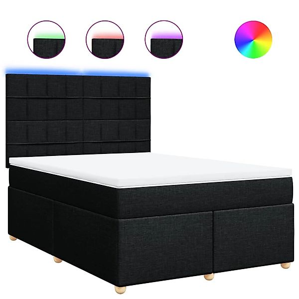 vidaXL Boxspringbett mit Matratze Schwarz 140x200 cm Stoff 3293605 günstig online kaufen