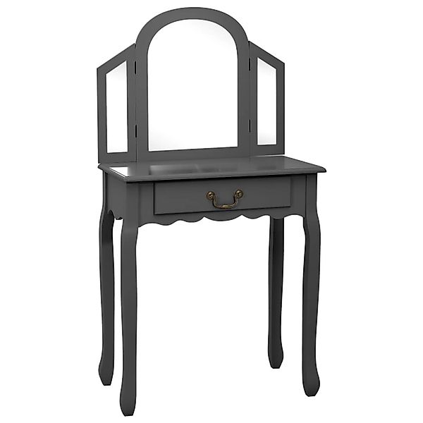 vidaXL Schminktisch mit Hocker Grau 65x36x128 cm Paulownia-Holz MDF günstig online kaufen
