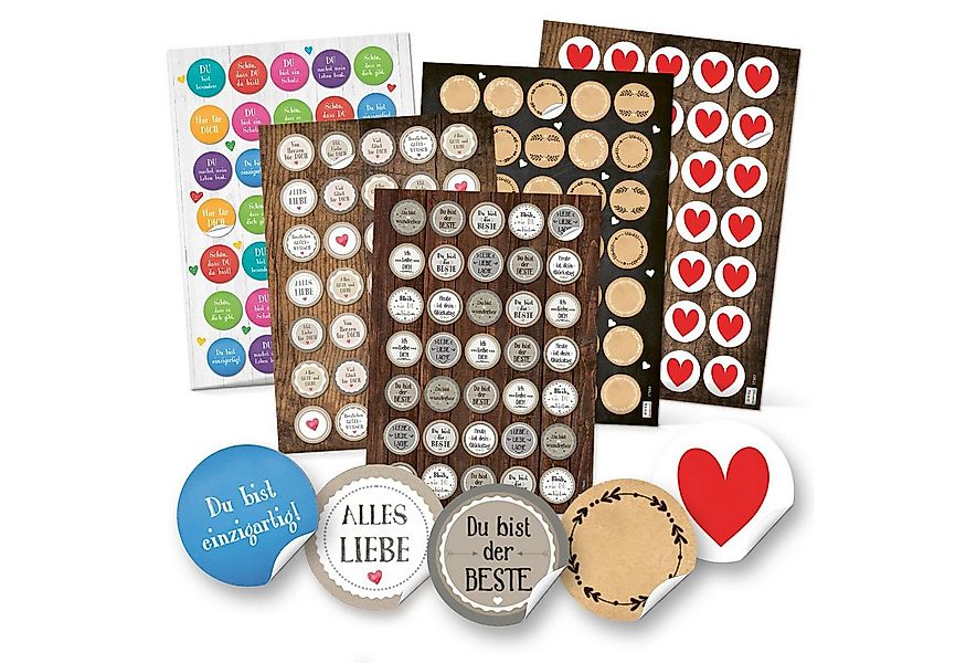 Logbuch-Verlag Dekofigur 5 x 35 Aufkleber rund 3,2 cm mit Sprüchen Herzen G günstig online kaufen