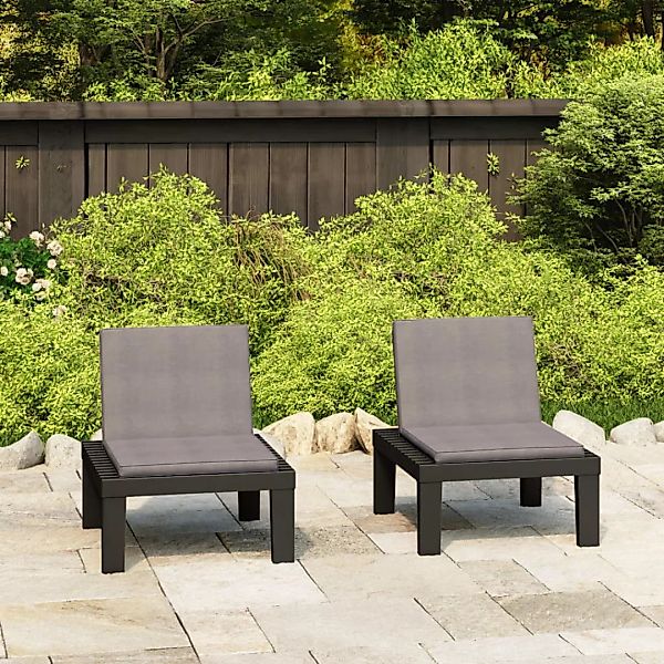 Gartenstühle Mit Auflagen 2 Stk. Kunststoff Grau günstig online kaufen