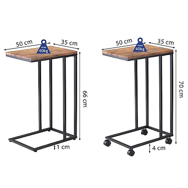Casaria Beistelltisch, mit 4 Rollen 2 günstig online kaufen