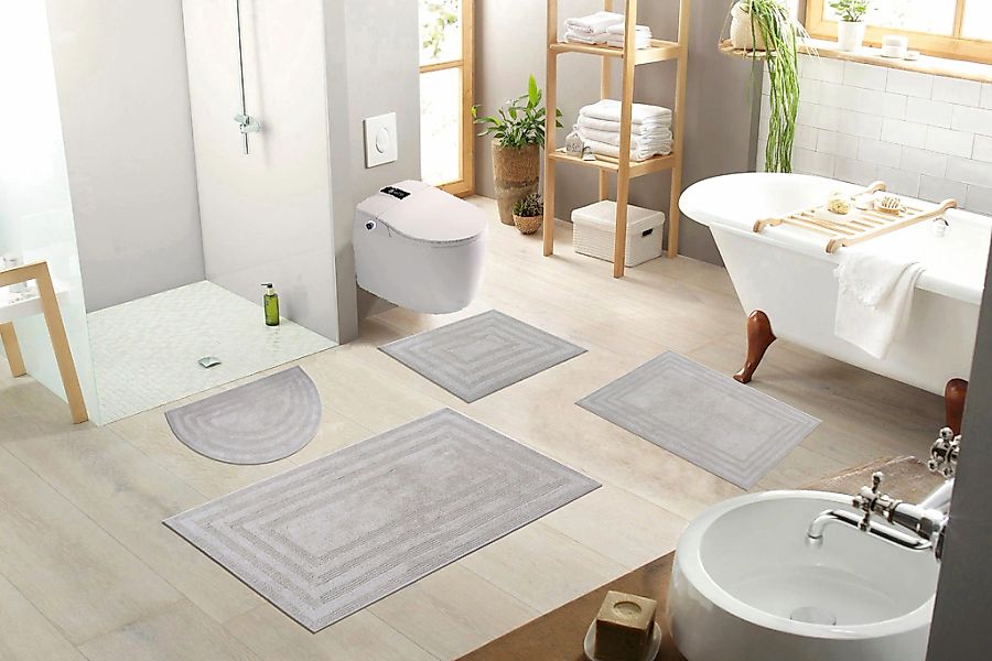 my home Badematte "Inga, Rahmen, Badvorleger, Badezimmer Teppich" Höhe 18 m günstig online kaufen