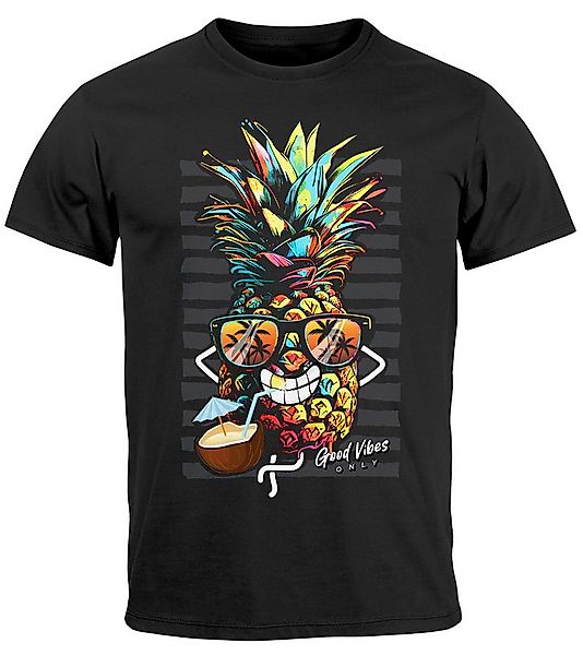 Neverless Print-Shirt Herren T-Shirt Ananas Good Vibes Sommer Sonne Party C günstig online kaufen
