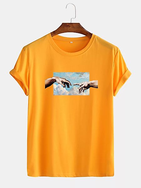 Herren Sky Handdruck Atmungsaktive Casual Loose T-Shirts günstig online kaufen